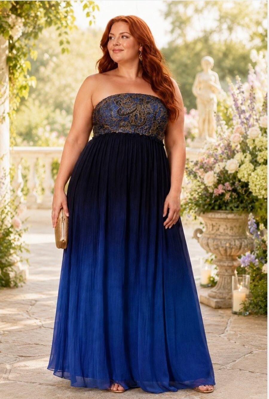 Moulinette Soeurs Anthropologie 16 1X Ocean Fade Blue Ombré Maxi Dress Formal